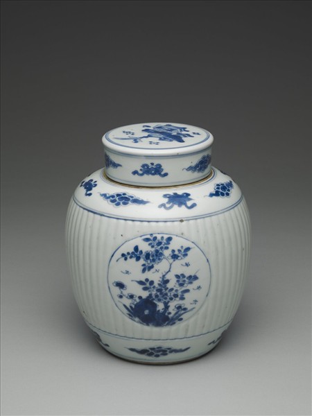 青花博古圖蓋罐