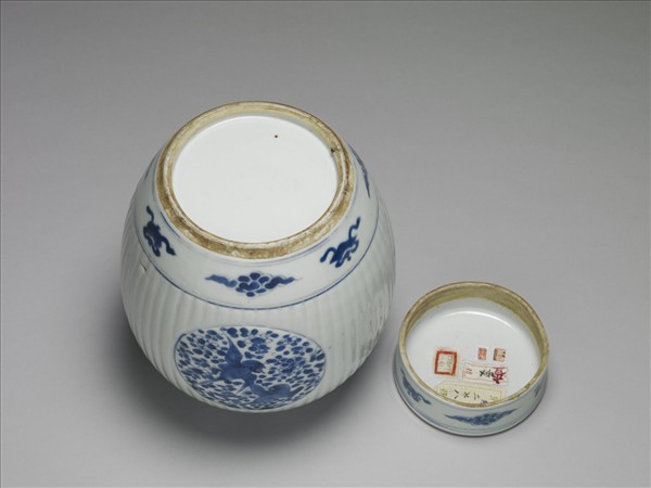 青花博古圖蓋罐