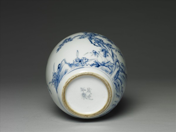 青花松鹿紋蓋罐