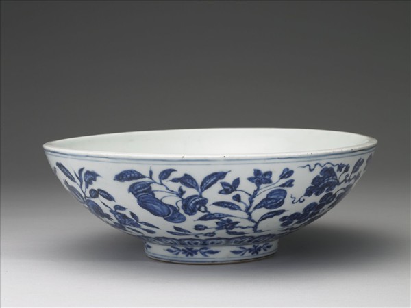 青花四季花果紋大碗