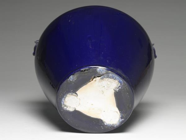 霽青釉雙獸首蓋罐