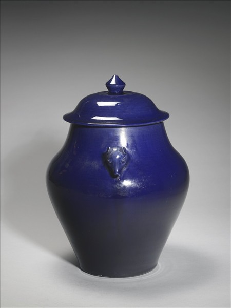 霽青釉獸耳蓋罐