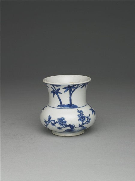 青花梅竹雙清渣斗