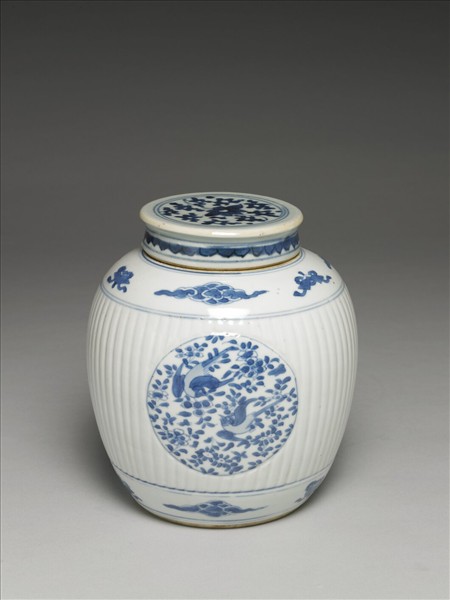 青花博古圖蓋罐
