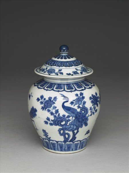 青花花鳥紋蓋罐