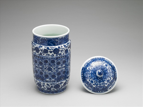 青花幾何紋壯罐