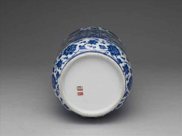 青花幾何紋壯罐