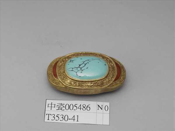 松石釉金紅彩帶扣