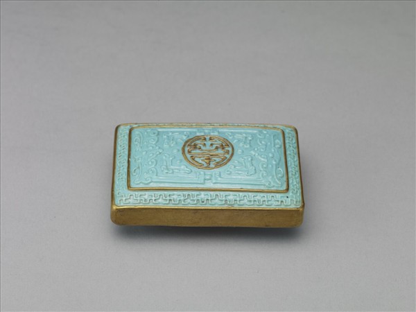 松石釉描金福壽紋帶扣