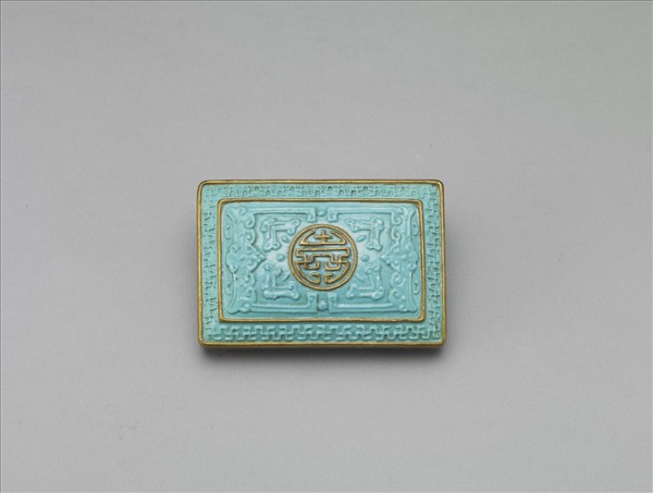 松石釉描金福壽紋帶扣