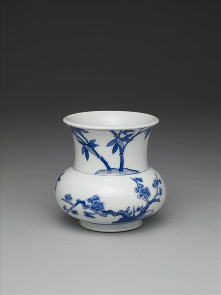 青花梅竹雙清渣斗