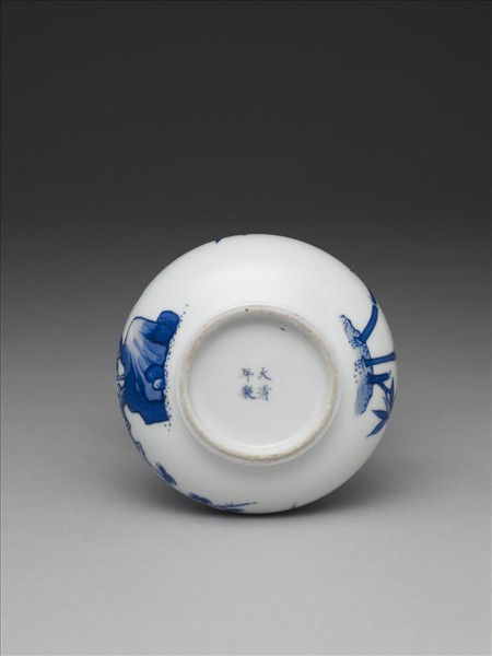 青花梅竹雙清渣斗