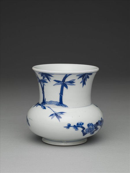 青花梅竹雙清渣斗