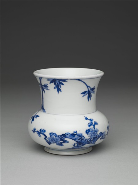 青花梅竹雙清渣斗