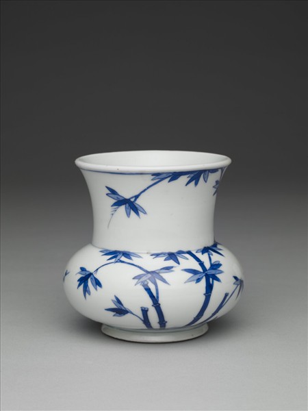 青花梅竹雙清渣斗