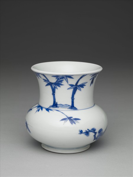 青花梅竹雙清渣斗