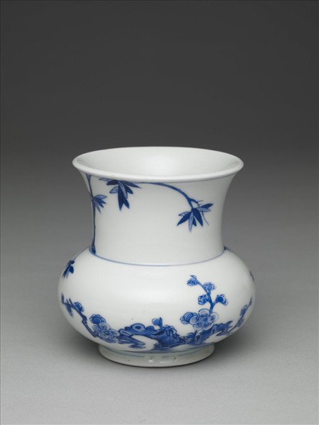 青花梅竹雙清渣斗