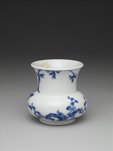 青花梅竹雙清渣斗