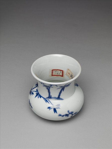 青花梅竹雙清渣斗