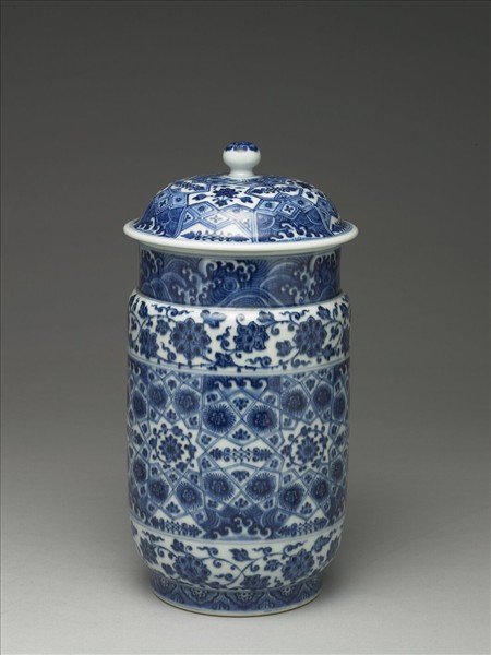 青花幾何紋壯罐