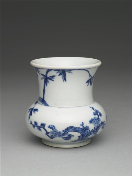 青花梅竹雙清渣斗