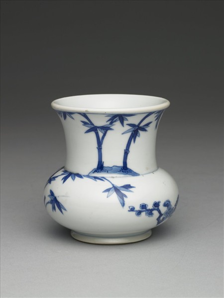 青花梅竹雙清渣斗