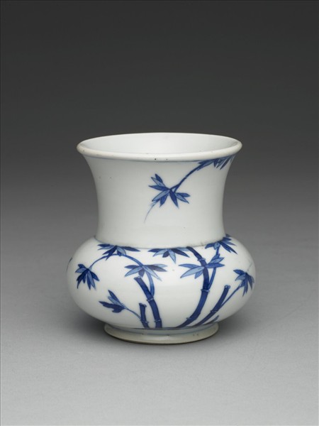 青花梅竹雙清渣斗