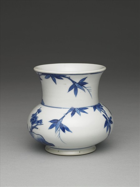 青花梅竹雙清渣斗