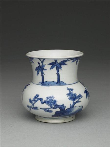 青花梅竹雙清渣斗