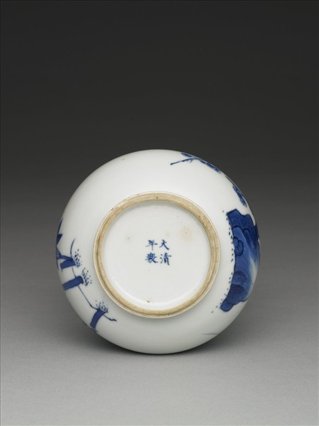 青花梅竹雙清渣斗