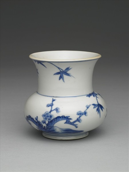 青花梅竹雙清渣斗