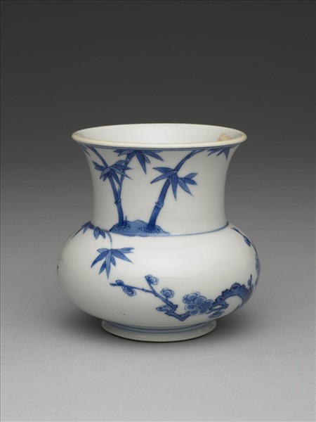 青花梅竹雙清渣斗