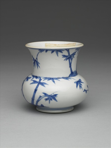 青花梅竹雙清渣斗