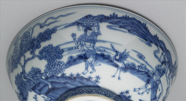 青花山水人物圖碗