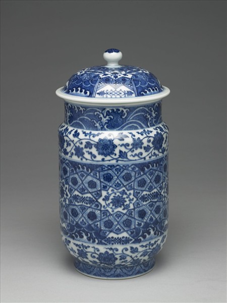 青花幾何紋壯罐
