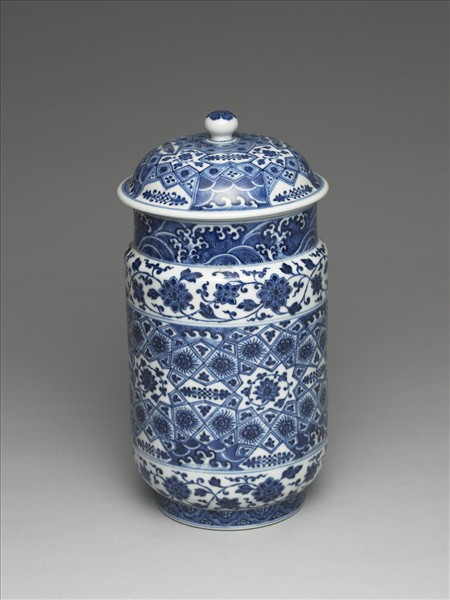 青花幾何紋壯罐