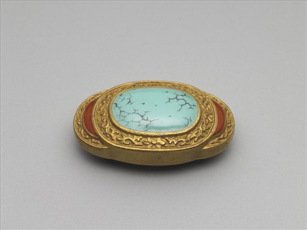 松石釉金紅彩帶扣