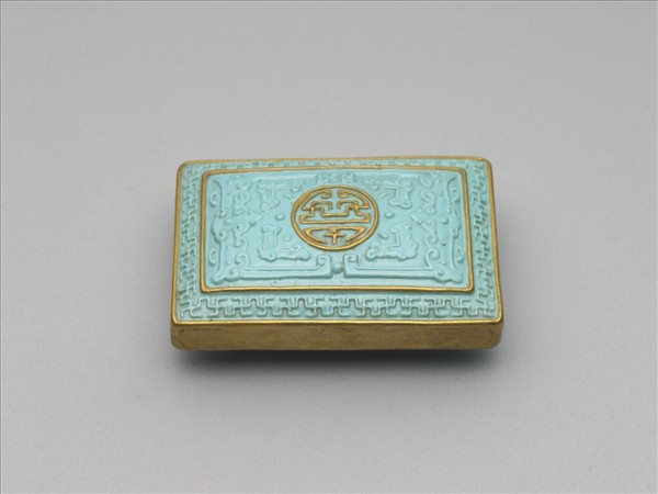 松石釉描金福壽紋帶扣