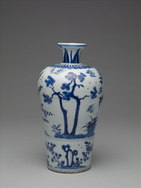 青花歲寒三友圖瓶