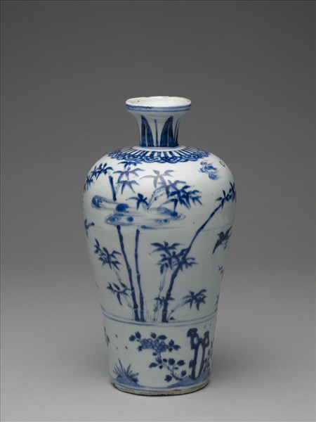 青花歲寒三友圖瓶