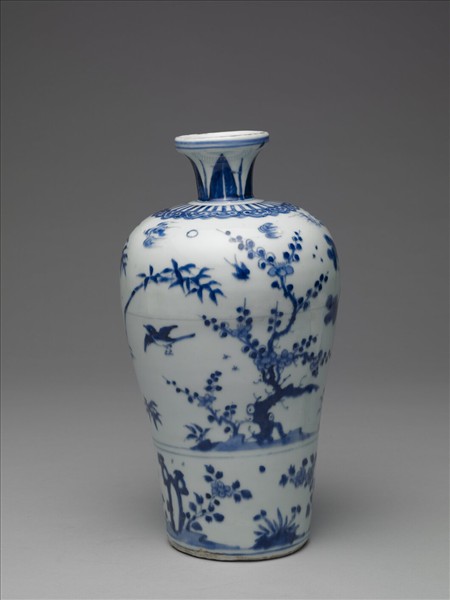 青花歲寒三友圖瓶