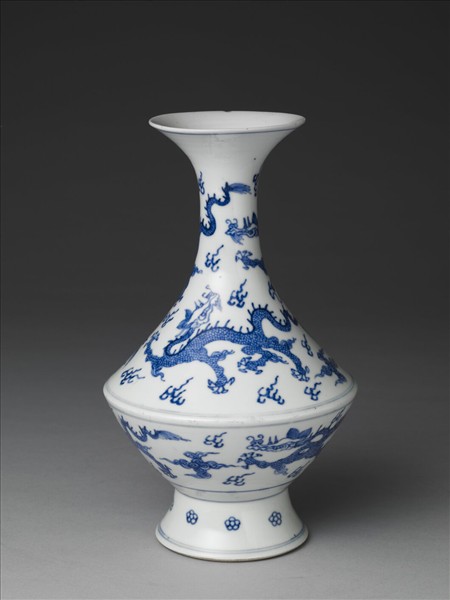 青花龍紋折腰瓶