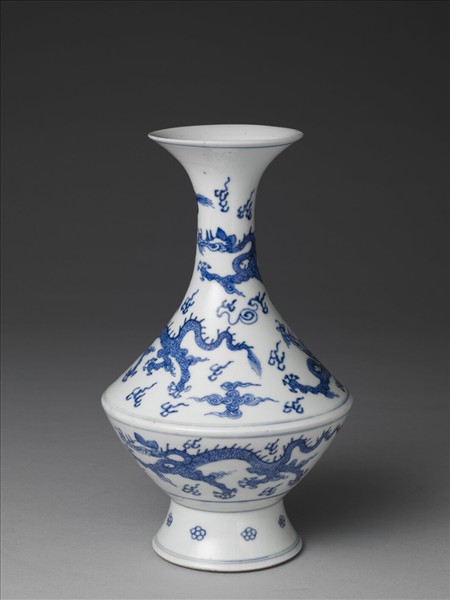 青花龍紋折腰瓶