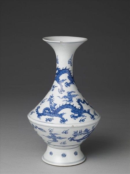 青花龍紋折腰瓶