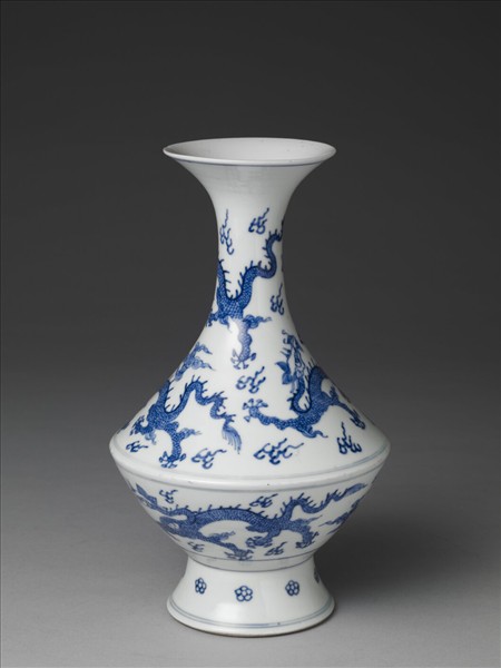 青花龍紋折腰瓶