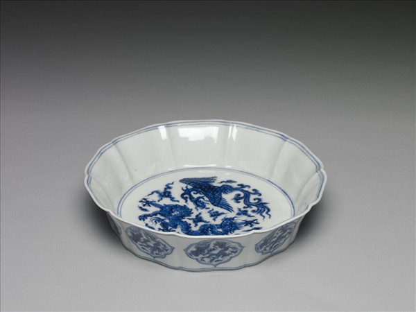 青花龍鳳紋葵式洗
