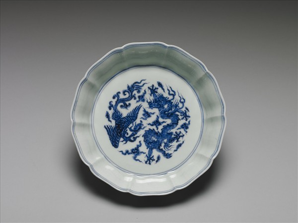 青花龍鳳紋葵式洗