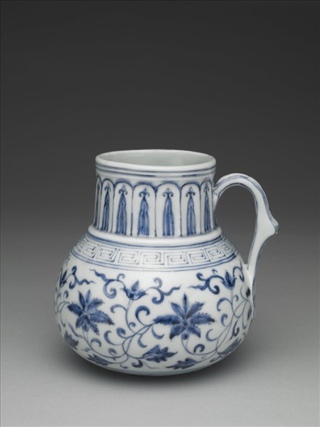 青花花卉紋花澆