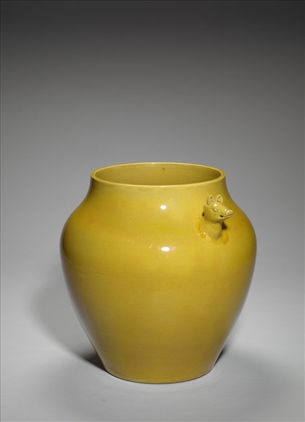 黃釉雙獸耳罐