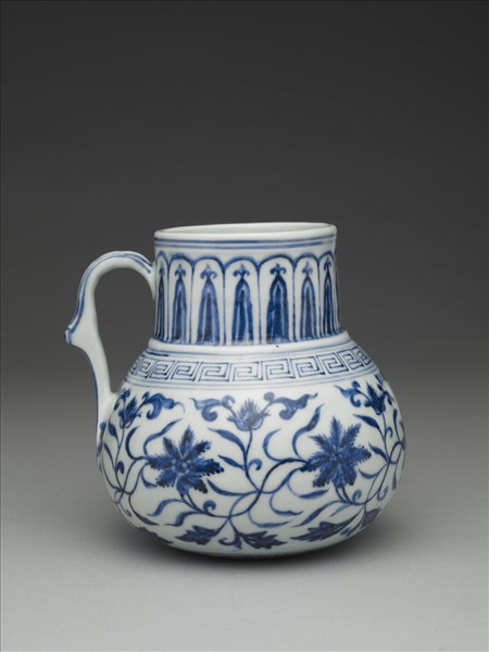 青花花卉紋花澆